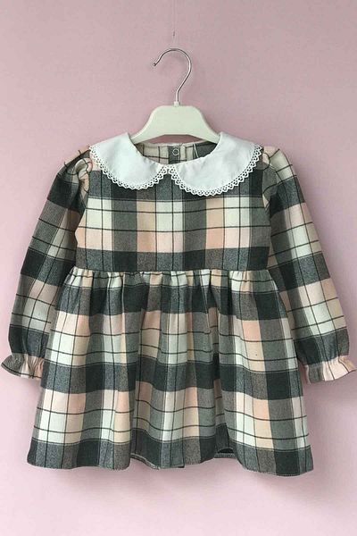 Bertuğ Bebek Plaid Lumberjack Colored Girl's Baby Winter Dress