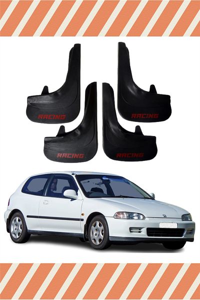 Heda Tex Yb Honda Civic 1992-1995 Racing Written 4-Piece Dust Cover Mudguard Mudflap