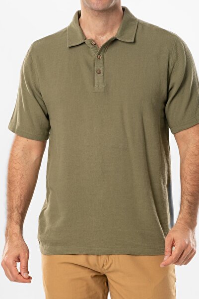 Eliş Şile Bezi Ανδρικό καλοκαιρινό μπλουζάκι με κοντό μανίκι Foça Khaki Khaki