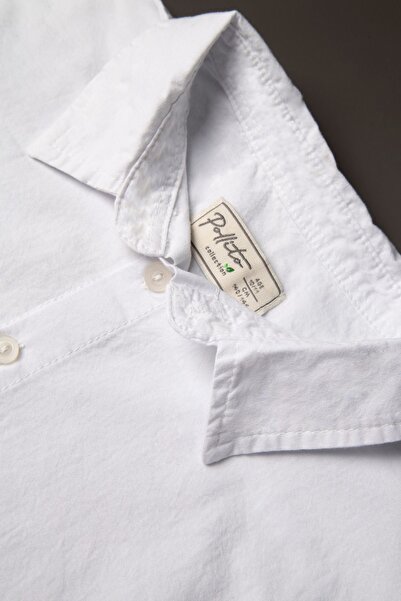 Pollito Boys' White Classic Soft Textured Flat Shirt