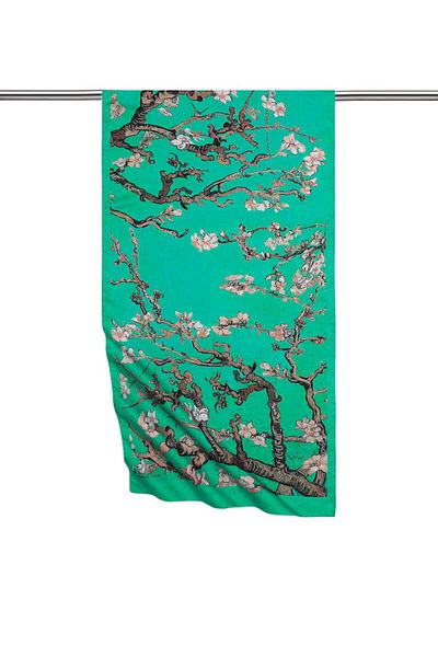 Bursa İpek Green Almond Flower Silky Scarf