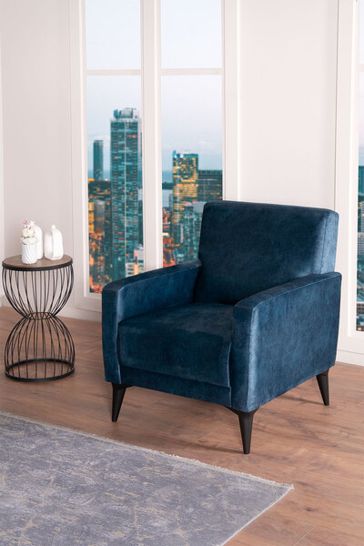 Kilim Mobilya Linda Berjer Yüksek Ayaklı Mavi