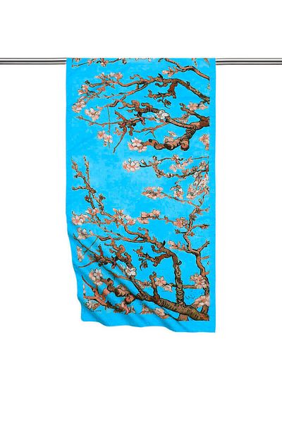 Bursa İpek Blue Almond Flower Silky Scarf