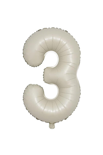 eğlencemarketi Rakam Folyo Balon Krem Renk 3 (34 INÇ 76 CM)