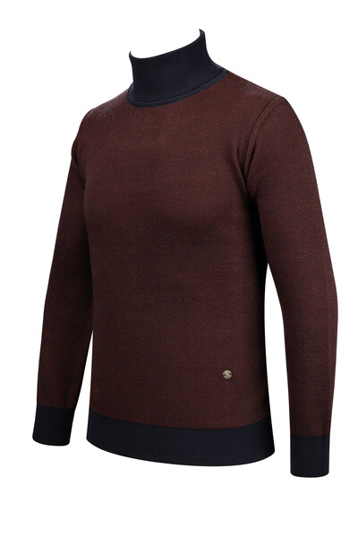 Çizgi Triko Ανδρικό πλεκτό πουλόβερ με μοτίβο από ατσάλι, κανονικό καλούπι-5013E