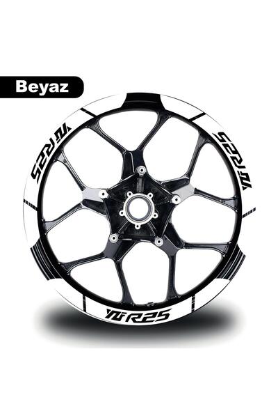 Motiker Beyaz Yamaha YZF R25 Geniş Jant Sticker Etiket Modeli