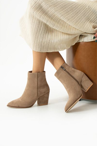 La Limar Γυναικείες μπότες με τακούνι 7 cm βιζόν Suede Pointed Toe