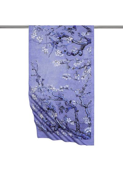 Bursa İpek Ice Blue Almond Flower Silky Scarf