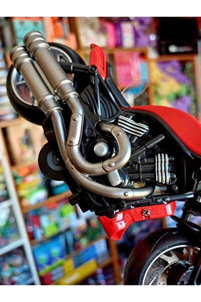 OYUNCAKSAHİLİ Ghost Ride Motor Motorsiklet Kırmızı Metal Plst Işıklı Sesli Koleksiyon Model Oyuncak Motosiklet