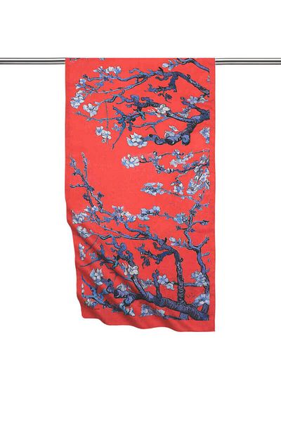 Bursa İpek Red Almond Flower Silky Scarf