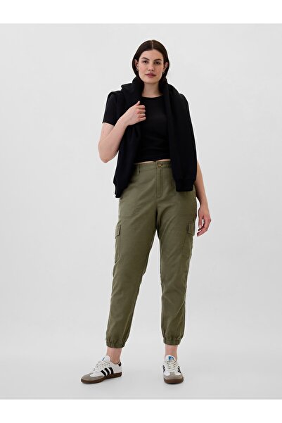 GAP Kadın Haki Twill Jogger Kargo Pantolon