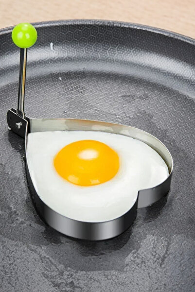 MOBEE Metalik Kalp Şeklinde Metal Omlet Yumurta ve Krep Kalıbı, Dayanıklı Mut...