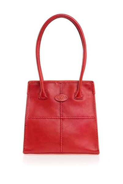 GÖN حقيبة كتف نسائية حمراء مصنوعة يدويًا من أومرا