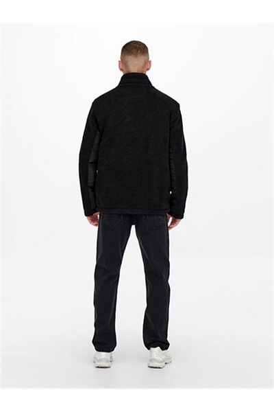 Only & Sons Παλτό Sherpa Mix Onsvillads - Μαύρο