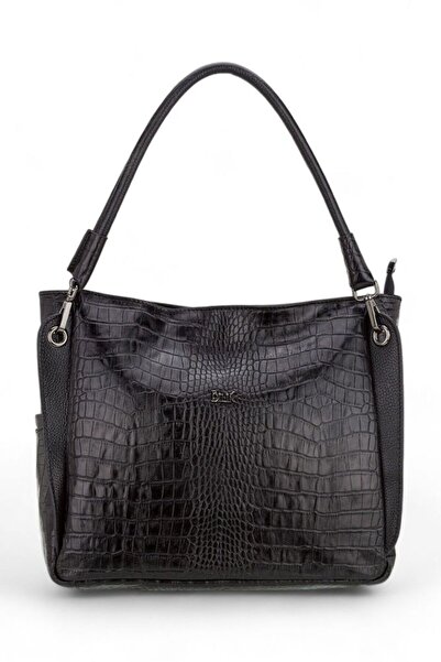 Bilik Deri Siyah-Kroko Kadın Omuz Çantası BLM052
