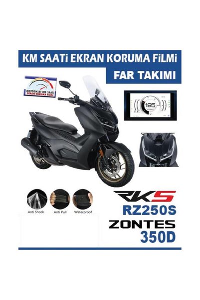 Motiker Zontes 350D / RKS RZ250S Motosiklet Far ve Ekran Km Koruyucu