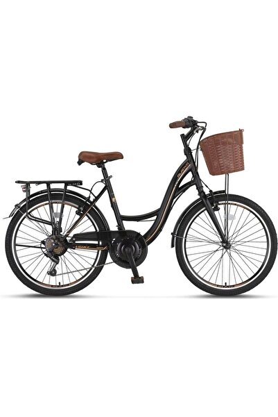 Genel Markalar 2610 ALANYA SEPETLİ KADIN ŞEHİR BİSİKLETİ V 26 JANT 21 VİTES SİYAH KAHVERENGİ