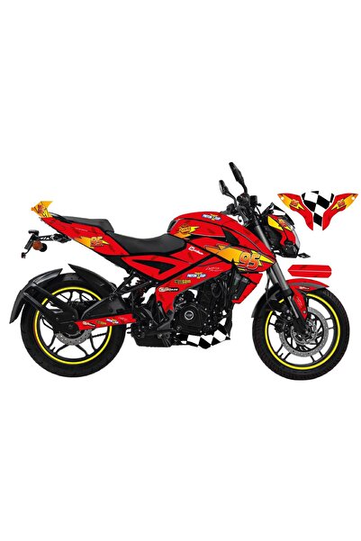 Motiker BAJAJ NS200 McQueen Kırmızı Sticker Parçalı Motosiklet Kaplama Etiket...