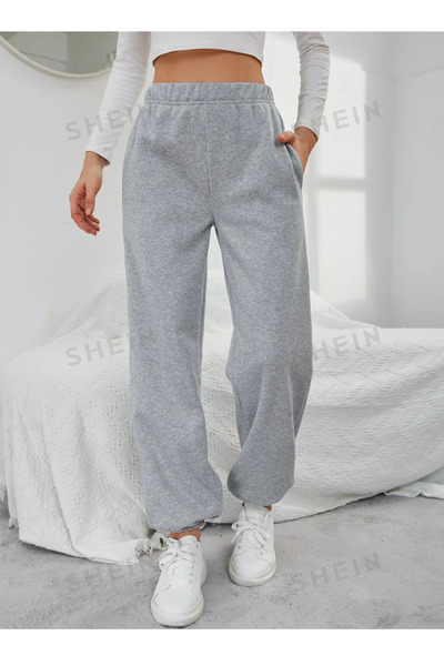 yx yustex sport Γκρι Unisex Φούτερ Παντελόνι με Ελαστικά Μπατζάκια