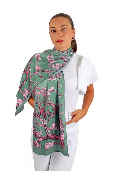 Bursa İpek Çağla Almond Flower Silky Scarf