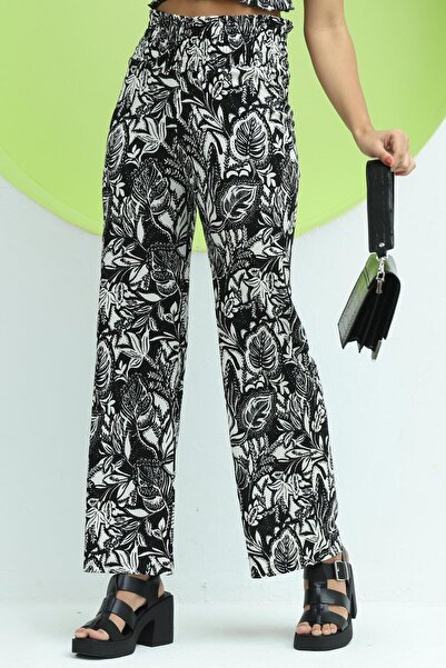 Polo State Pantaloni de damă din țesătură șifonată negri