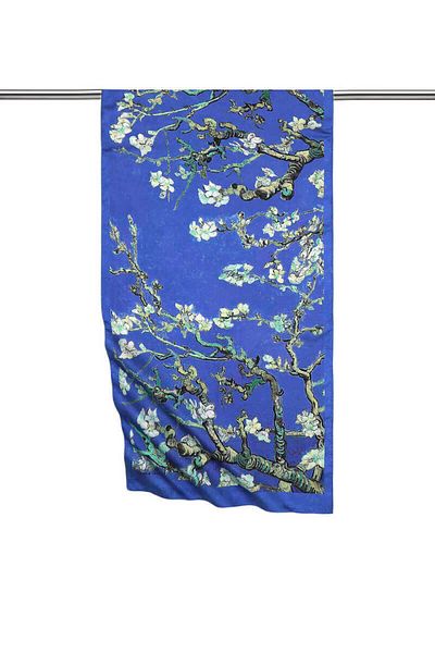 Bursa İpek Indigo Almond Flower Silky Scarf