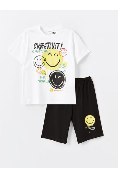 LC Waikiki Quality Parts from Celebi Store |   Crew Neck Smileyworld Printed Boys' Shorts Pajamas…