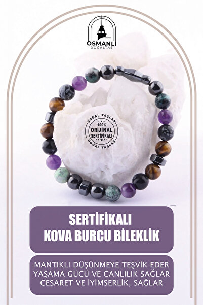 OSMANLI DOĞAL TAŞ Sertifikalı Kova Burcu Bileklik B055