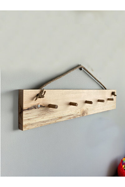 The N Wood Doğal Çam Ahşap Askılık – Halatlı Duvar Dekoru