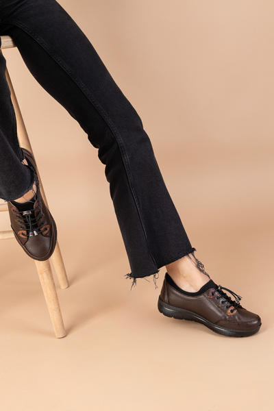 Getcho Etron Women's Genuine Leather Brown Casual Shoes