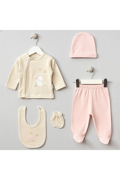 Bebitof Baby 5-Piece Bear and Rabbit Baby Bodysuit Set - 20094