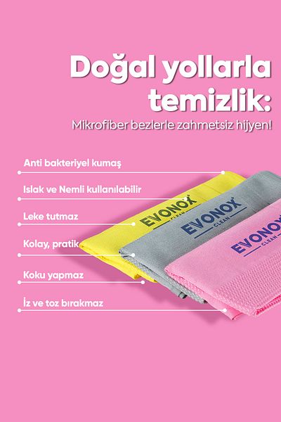 Evonox Clean Microfiber Multi-Purpose Cleaning Cloth Set of 3 |   Giant Size 42X68 cm
