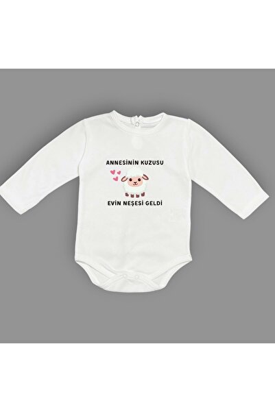 Mnk Baby&Kids Annesinin Kuzusu Neşesi Geldi Baskılı Bebek Body Zıbın Çıtçıtlı...