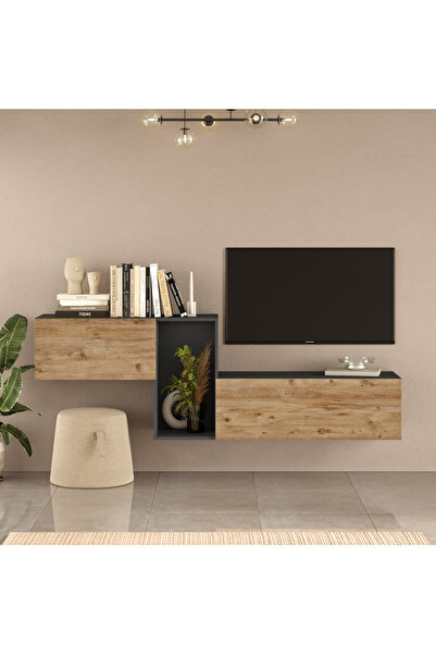 Yurudesign Redkeep Tv Ünitesi Çam-Antrasit 227cm KBL2-AA