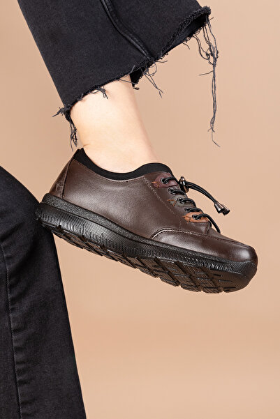 Getcho Etron Women's Genuine Leather Brown Casual Shoes