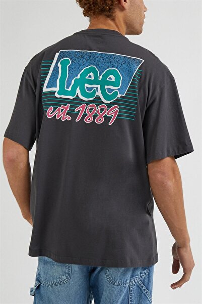 Lee Anthracite Color - 100% Cotton Crew Neck Relaxed Fit T-Shirt