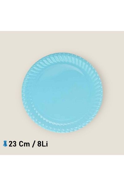 TURKUAZ PARTY Blue Cardboard Plate - Pack of 8 - 23 Cm