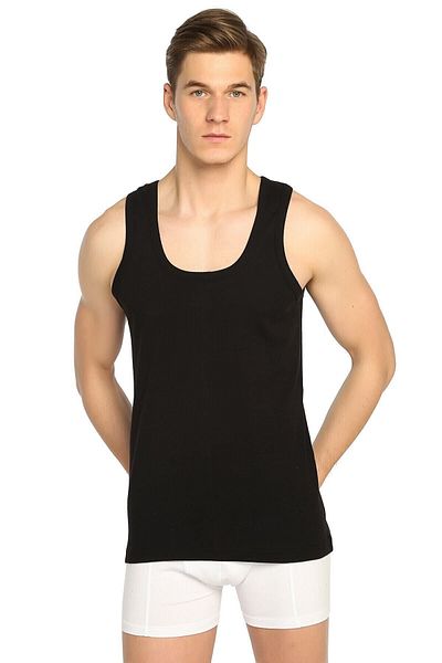 Tutku Men's Black 2 Pack Ribbed Classic Undershirt ELF568T0102CCM2