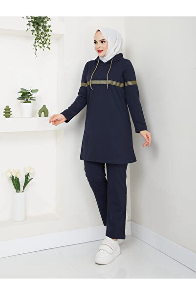 MODAALFABE Set de trening hijab - cu dungi pe mâneci