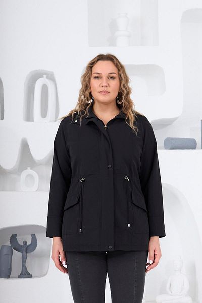 RMG Black Plus Size Lined Trench Coat