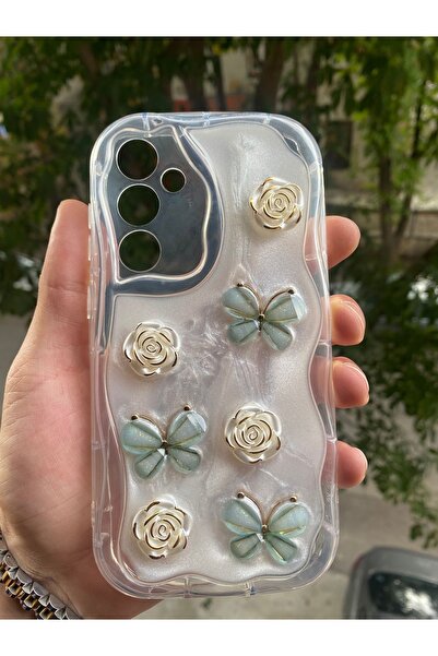 AQUA AKSESUAR Samsung Galaxy A56 Compatible Case 5D Embossed Butterfly Flower...