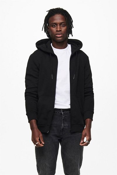Only & Sons Суитшърт с качулка Onsceres Zip Thr. Hoodie, тъмносин