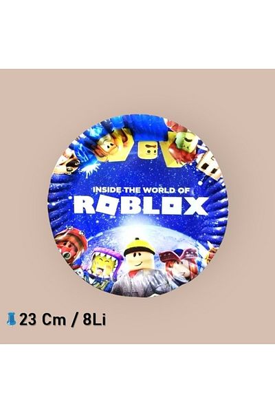 TURKUAZ PARTY Cardboard Plate 8 Pieces - Roblox - 23 Cm