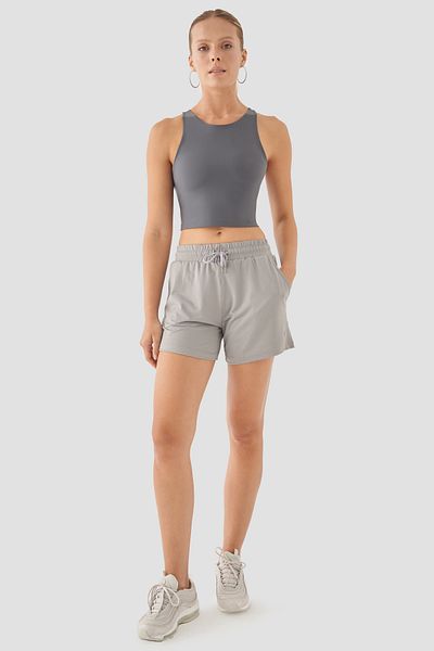 Superstacy Caro Women's Mesh Sports Gray Shorts