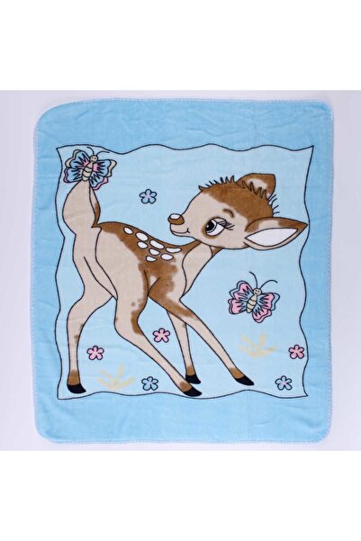 bebegen Mavi Ceylanlı Desenli Polar Battaniye 85*100 cm