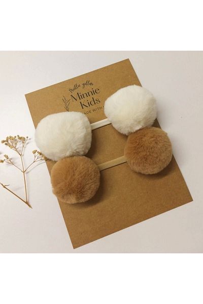MinnieKids Baby Girl Camel Ecru Pompom Σετ