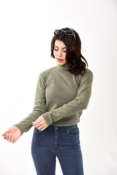 Belifanti Collection Γυναικείο ζιβάγκο με λαιμόκοψη Slim Fit πουλόβερ Χακί