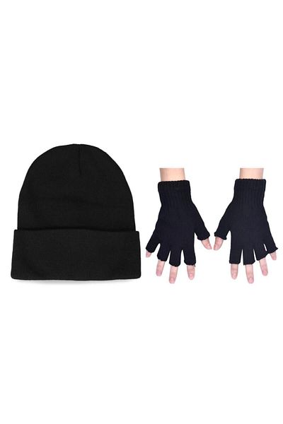 Belifanti Collection Set mănuși și bonete unisex cu tăietură neagră
