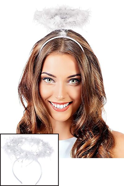 Parti dolabı 1 Adet Beyaz Tüylü Melek Haresi Tacı Halloween Melek Hare Taç Tüylü Tacı Bride To Be Çocuk Yetişkin