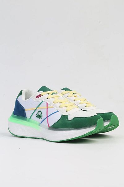 Benetton Bnı-10044 Imported White Green Women's Sports Shoes-white Green